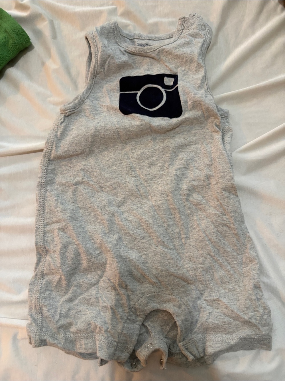 GAP Gray Tank One-Piece with Navy Camera Applique